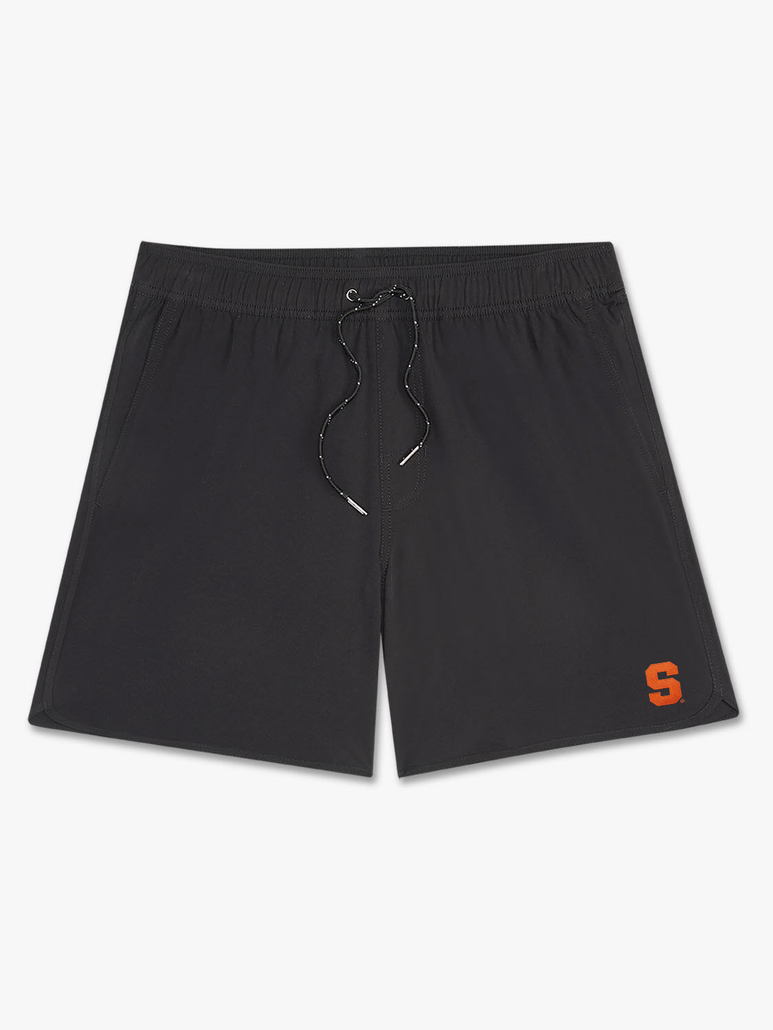 Black shorts with an orange Syracuse S logo on the lower right leg and drawstring waist.