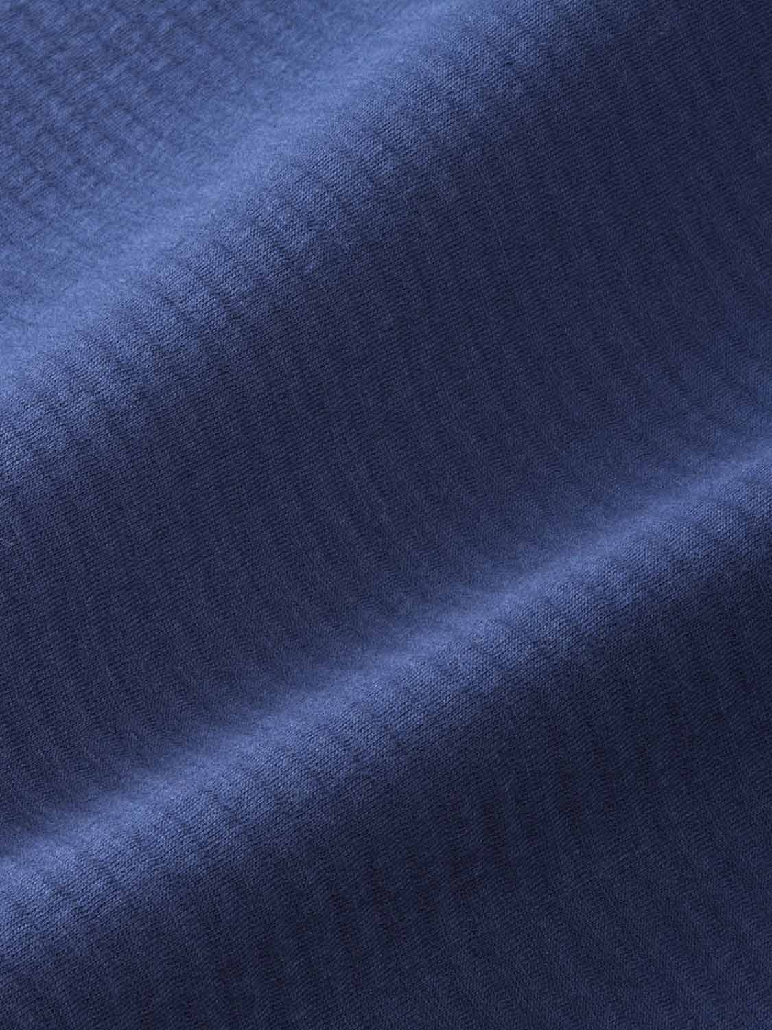 Navy quarter zip pullover with textured knit fabric in a close-up detail view.