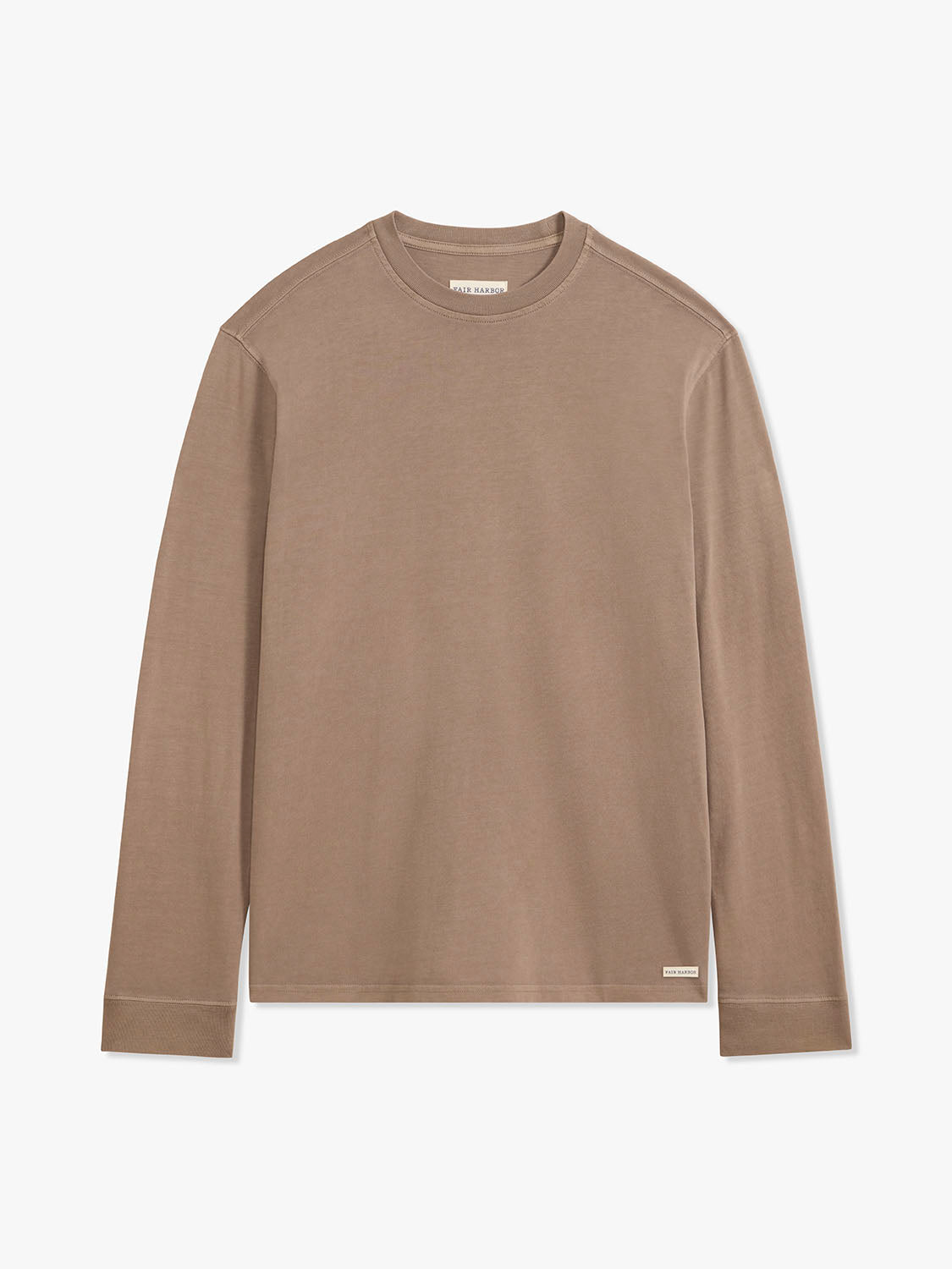 Sandbar long sleeve tee with crew neckline and ribbed cuffs displayed flat on white background.