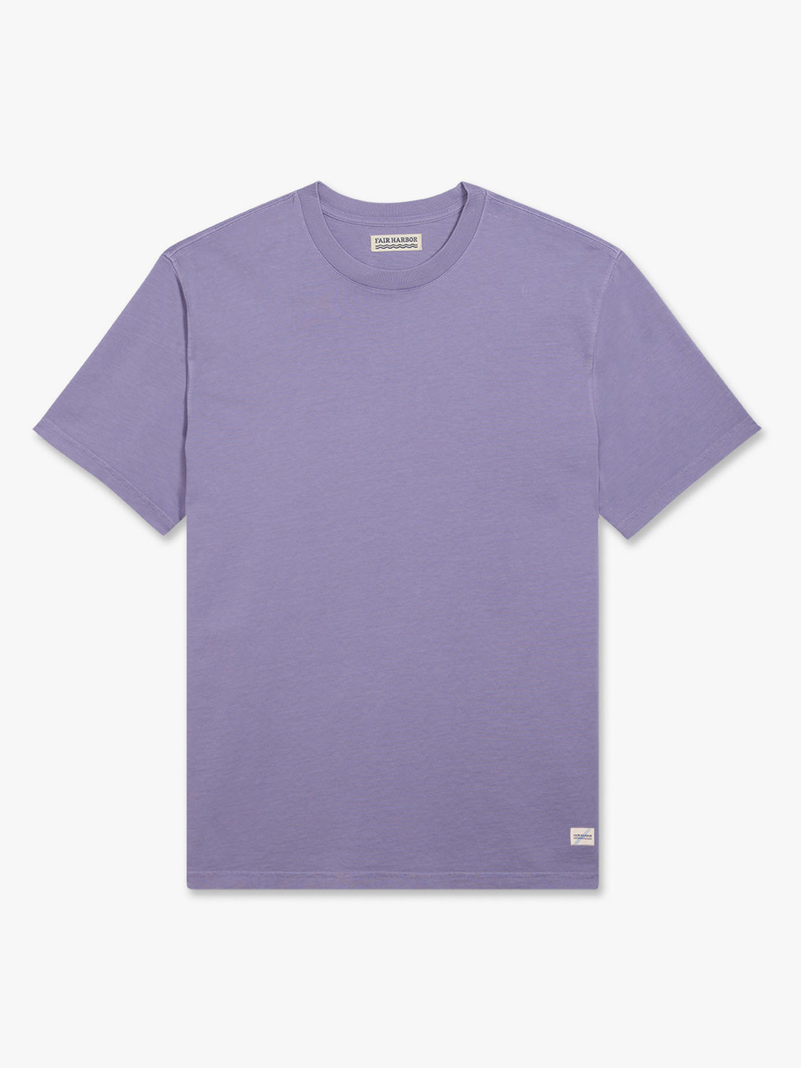 Dusk purple short-sleeved crewneck t-shirt laid flat against a white background.